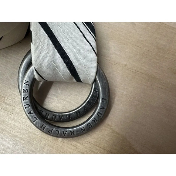 Vintage Lauren Ralph Lauren Fabric Belt with Silver Buckles 34” Blue & White - Picture 1 of 6